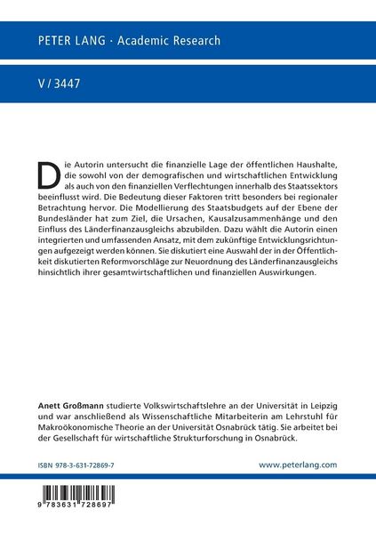 Produktbild: Modellierung des Staatsbudgets auf der Ebene der Bundesl&auml;nder
