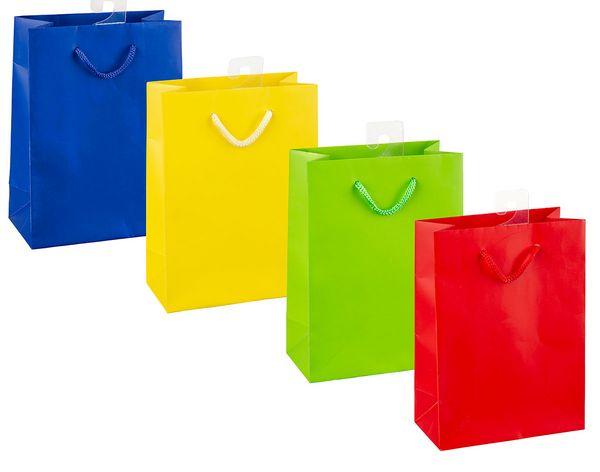 Produktbild: Idena Geschenktasche uni blau gelb rot gr&uuml;n 12x16x6cm 4fach sortiert 128g/m&sup2;
