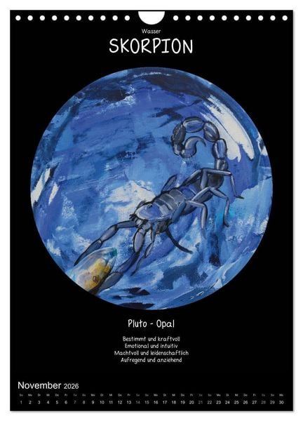 Produktbild: Sternzeichen - Charakter - Planeten - Edelsteine (Wandkalender 2026 DIN A4 hoch), CALVENDO Monatskalender