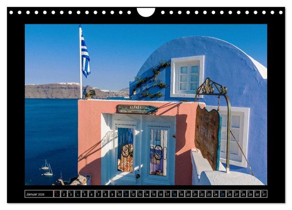 Produktbild: Kalimera Thira - Santorini, die sch&ouml;nste der Kykladen stellt sich vor (Wandkalender 2026 DIN A4 quer), CALVENDO Monatskalender