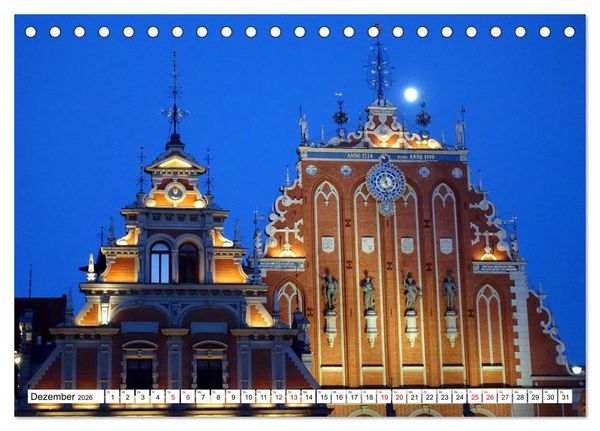 Produktbild: Glanzlichter Rigas - Lettlands prachtvolle Hauptstadt (Tischkalender 2026 DIN A5 quer), CALVENDO Monatskalender