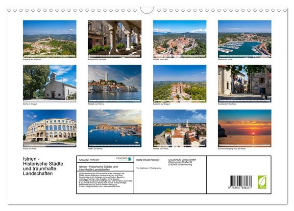 Produktbild: Istrien - Historische St&auml;dte und traumhafte Landschaften (Wandkalender 2026 DIN A3 quer), CALVENDO Monatskalender