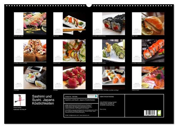 Produktbild: Sashimi und Sushi. Japans K&ouml;stlichkeiten (Wandkalender 2026 DIN A2 quer), CALVENDO Monatskalender