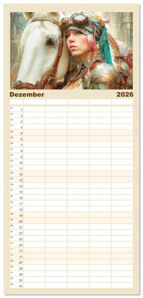 Produktbild: Familienplaner 2026 - Dieselpunk - Portraits von Menschen und Tieren mit 5 Spalten (Wandkalender, 21 x 45 cm) CALVENDO