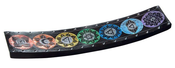 Produktbild: R&auml;ucherst&auml;bchenhalter "7 Chakren" Black Stone graviert 25 x 5 cm