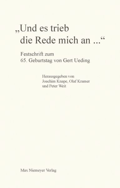 Produktbild: Und es trieb die Rede mich an...