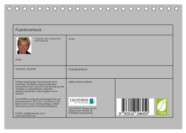 Produktbild: Fuerteventura (Tischkalender 2026 DIN A5 quer), CALVENDO Monatskalender