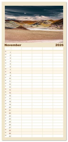 Produktbild: Familienplaner 2026 - Chile - Die stille Kraft der Atacama mit 5 Spalten (Wandkalender, 21 x 45 cm) CALVENDO