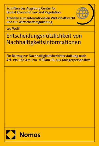 Produktbild: Entscheidungsn&uuml;tzlichkeit von Nachhaltigkeitsinformationen