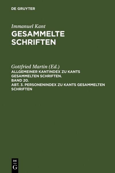 Produktbild: Personenindex zu Kants gesammelten Schriften