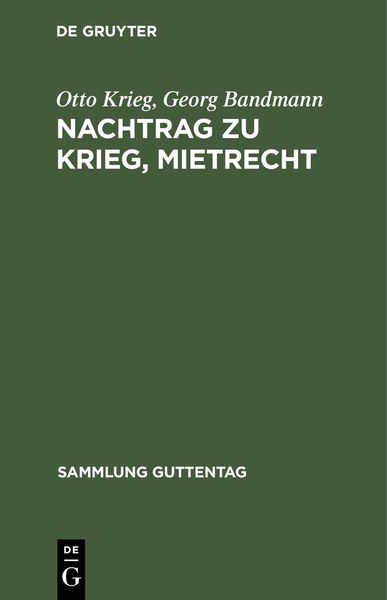 Produktbild: Nachtrag zu Krieg, Mietrecht