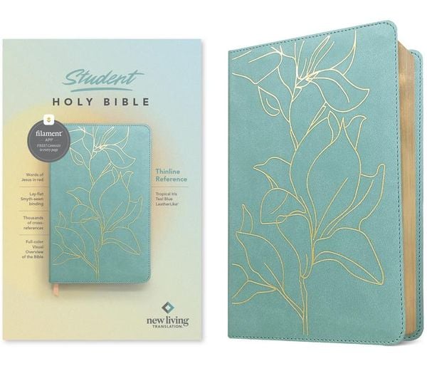 Produktbild: NLT Student Bible, Thinline Reference, Filament Enabled (Leatherlike, Tropical Iris Teal Blue, Red Letter)
