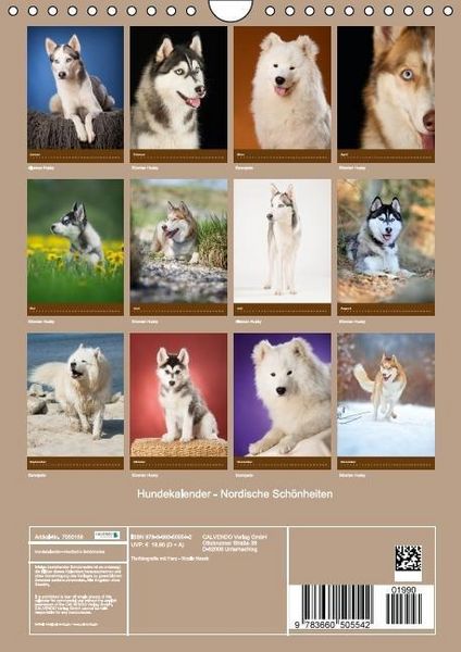 Produktbild: Hundekalender - Nordische Sch&ouml;nheiten (Wandkalender immerw&auml;hrend DIN A4 hoch)