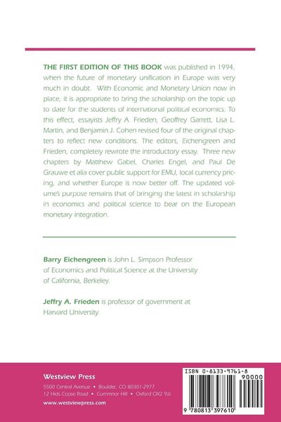 Produktbild: The Political Economy Of European Monetary Unification