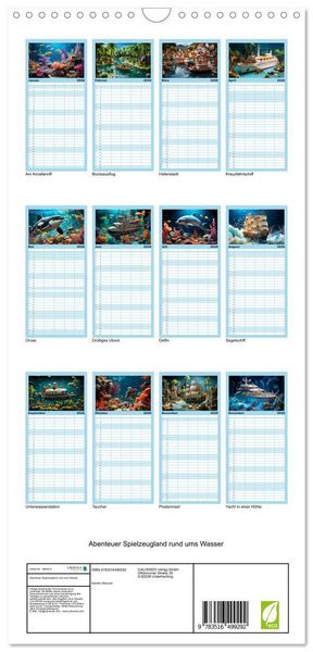 Produktbild: Familienplaner 2026 - Abenteuer Spielzeugland rund ums Wasser mit 5 Spalten (Wandkalender, 21 x 45 cm) CALVENDO