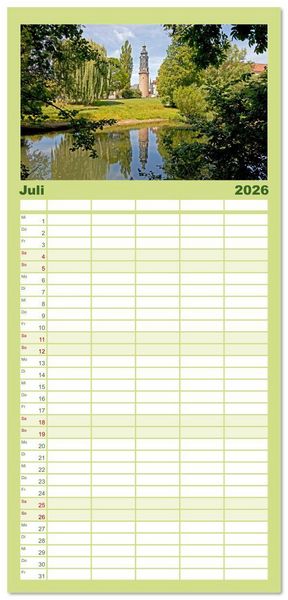 Produktbild: Familienplaner 2026 - Th&uuml;ringen - Weimar mit 5 Spalten (Wandkalender, 21 x 45 cm) CALVENDO