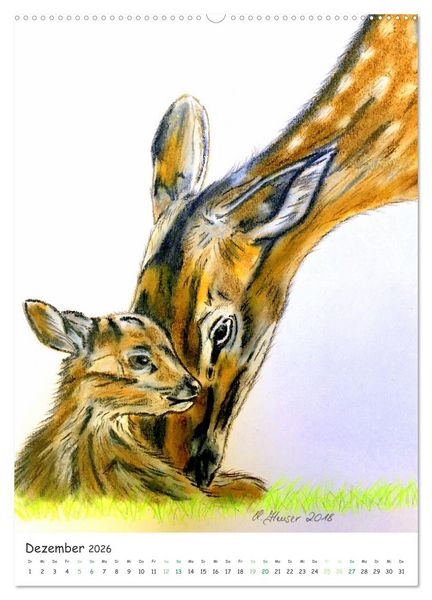 Produktbild: PortraiTierART Zauberhafte Tierzeichnungen (Wandkalender 2026 DIN A2 hoch), CALVENDO Monatskalender