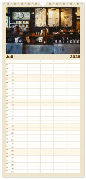 Produktbild: Familienplaner 2026 - Kaffeesatz - Kunst und Tradition mit 5 Spalten (Wandkalender, 21 x 45 cm) CALVENDO