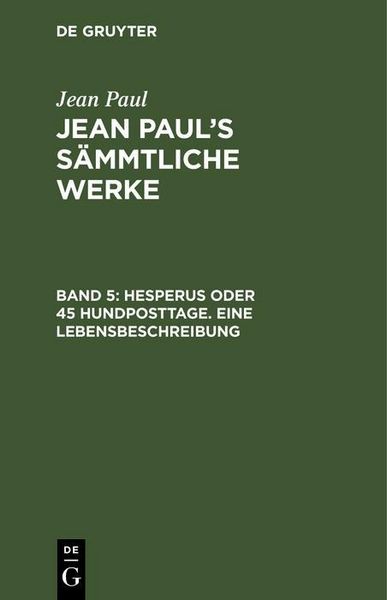Produktbild: Hesperus oder 45 Hundposttage. Eine Lebensbeschreibung