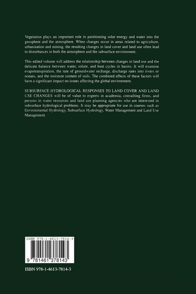 Produktbild: Subsurface Hydrological Responses to Land Cover and Land Use Changes