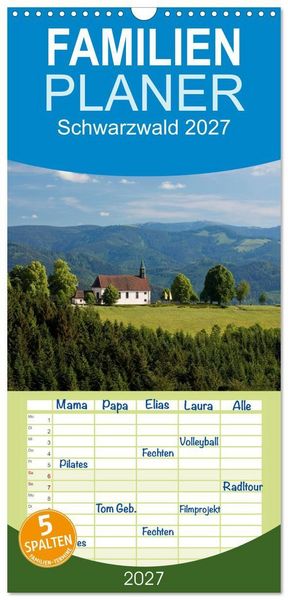 Produktbild: Familienplaner 2027 - Schwarzwald 2027 mit 5 Spalten (Wandkalender, 21 x 45 cm) CALVENDO