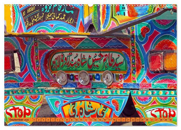 Produktbild: Pakistan farbenfrohe Busse (hochwertiger Premium Wandkalender 2026 DIN A2 quer), Kunstdruck in Hochglanz