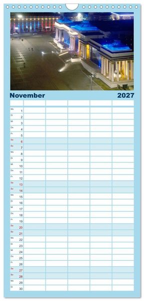 Produktbild: Familienplaner 2027 - UB, Ulan Bator, Ulaanbaatar mit 5 Spalten (Wandkalender, 21 x 45 cm) CALVENDO