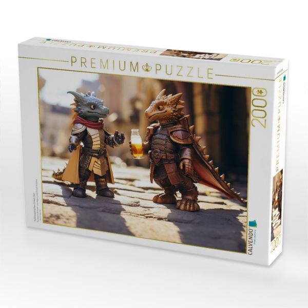 Produktbild: CALVENDO Puzzle Spielzeugdrachen trinken Bier | 2000 Teile Lege-Gr&ouml;&szlig;e 90x67cm Foto-Puzzle f&uuml;r gl&uuml;ckliche Stunden