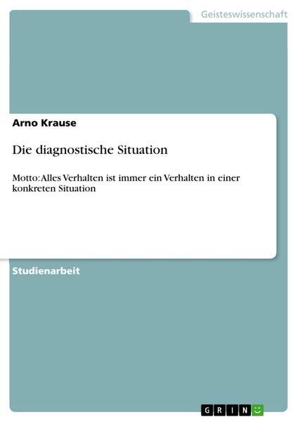 Produktbild: Die diagnostische Situation
