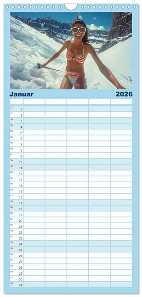 Produktbild: Familienplaner 2026 - Eisbaden mit 5 Spalten (Wandkalender, 21 x 45 cm) CALVENDO