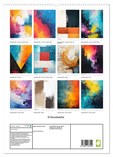 Produktbild: KI-Kunstwerke (hochwertiger Premium Wandkalender 2026 DIN A2 hoch), Kunstdruck in Hochglanz
