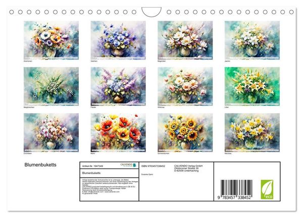 Produktbild: Blumenbuketts (Wandkalender 2026 DIN A4 quer), CALVENDO Monatskalender