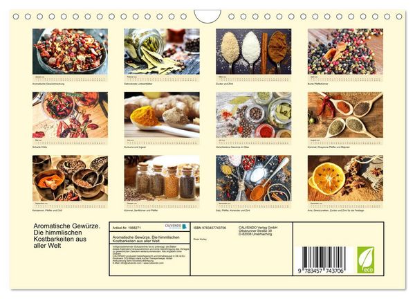 Produktbild: Aromatische Gew&uuml;rze. Die himmlischen Kostbarkeiten aus aller Welt (Wandkalender 2026 DIN A4 quer), CALVENDO Monatskalender