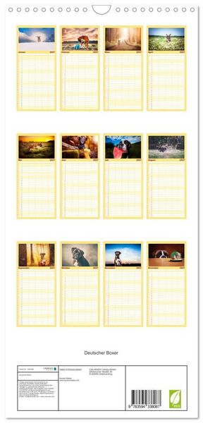 Produktbild: Familienplaner 2027 - Deutscher Boxer mit 5 Spalten (Wandkalender, 21 x 45 cm) CALVENDO