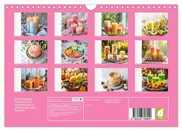 Produktbild: Kerzenpoesie - Romantische Kerzenkunst in stimmungsvollen Szenen (Wandkalender 2026 DIN A4 quer), CALVENDO Monatskalender
