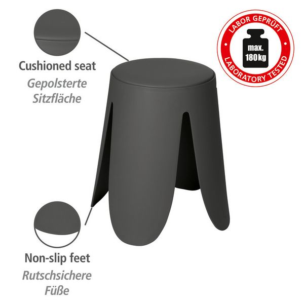 Produktbild: Badhocker Mod. Comiso Anthrazit matt, belastbar bis 180 kg