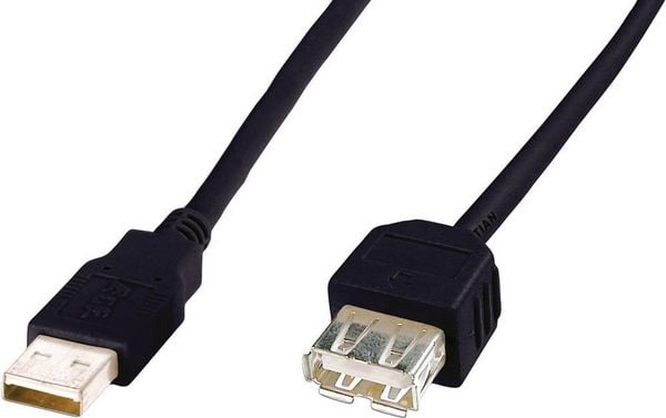 Produktbild: Digitus USB-Kabel USB 2.0 USB-A Stecker, USB-A Buchse 5.00 m Schwarz AK-300202-050-S