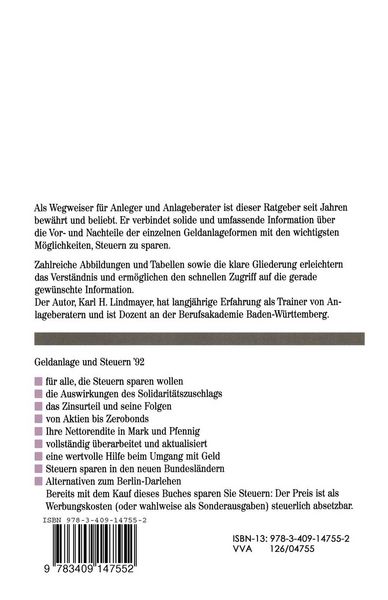 Produktbild: Geldanlage und Steuern &rsquo;92