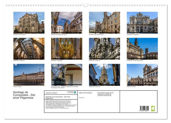 Produktbild: Santiago de Compostela - Ziel einer Pilgerreise (Wandkalender 2026 DIN A2 quer), CALVENDO Monatskalender