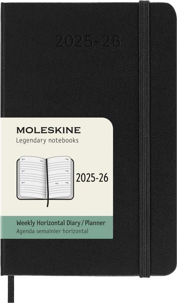 Produktbild: Moleskine 18 Monate Wochenkalender 2025/2026, P/A6, 1 Wo = 2 Seiten, Horizontal, Fester Einband, Schwarz