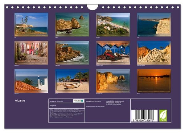Produktbild: Algarve (Wandkalender 2026 DIN A4 quer), CALVENDO Monatskalender