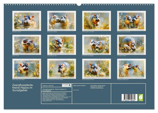 Produktbild: Zwergflusspferde. Kleine Hippos im Sumpfgebiet (hochwertiger Premium Wandkalender 2027 DIN A2 quer), Kunstdruck in Hochglanz