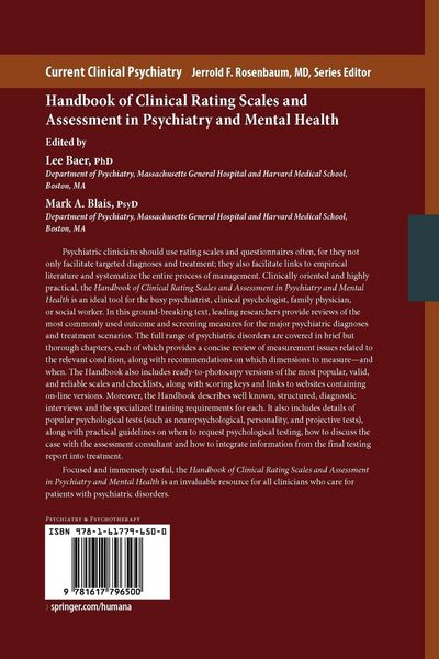 Produktbild: Handbook of Clinical Rating Scales and Assessment in Psychiatry and Mental Health