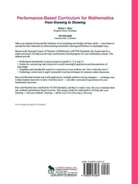 Produktbild: Performance-Based Curriculum for Mathematics