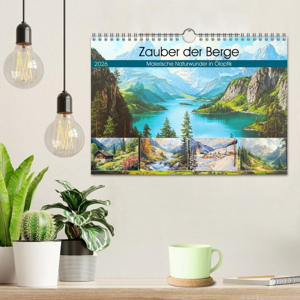 Produktbild: Zauber der Berge. Malerische Naturwunder in &Ouml;loptik (Wandkalender 2026 DIN A4 quer), CALVENDO Monatskalender