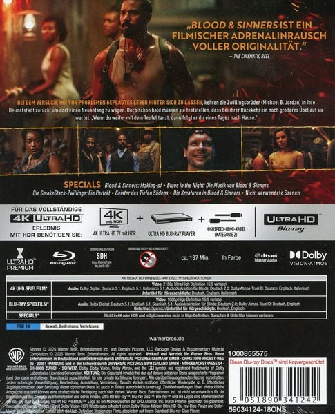Produktbild: Blood & Sinners - Steelbook - Limited Edition (4K Ultra HD) (+ Blu-ray)