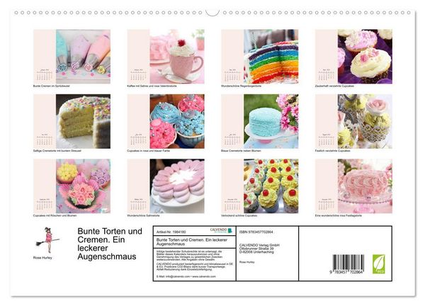 Produktbild: Bunte Torten und Cremen. Ein leckerer Augenschmaus (hochwertiger Premium Wandkalender 2026 DIN A2 quer), Kunstdruck in Hochglanz