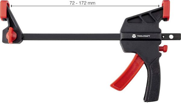 Produktbild: TOOLCRAFT TO-6743691 Einhandzwinge Spann-Weite (max.):100 mm Produktabmessung, L&auml;nge: 180 mm Ausladungs-Ma&szlig;e:35 mm