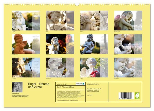 Produktbild: Engel - Tr&auml;ume und Zitate (hochwertiger Premium Wandkalender 2026 DIN A2 quer), Kunstdruck in Hochglanz