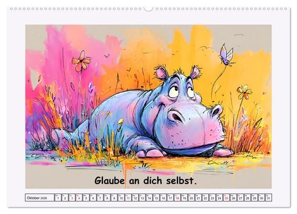 Produktbild: S&uuml;&szlig;e Flusspferde. Hippopotamus Weisheiten zum Schmunzeln (Wandkalender 2026 DIN A2 quer), CALVENDO Monatskalender